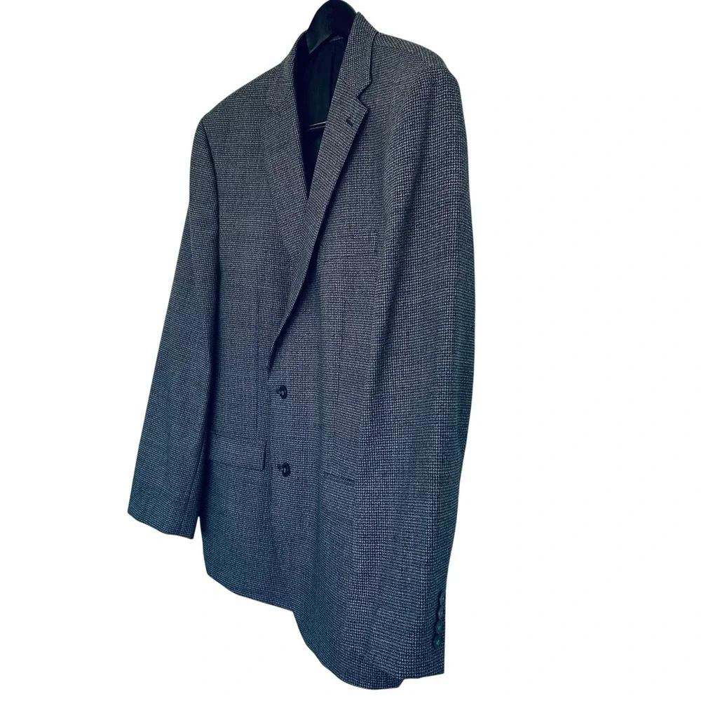 Calvin Klein 48L Gray Black Houndstooth Wool Blazer 2 Button Double Vent Sport